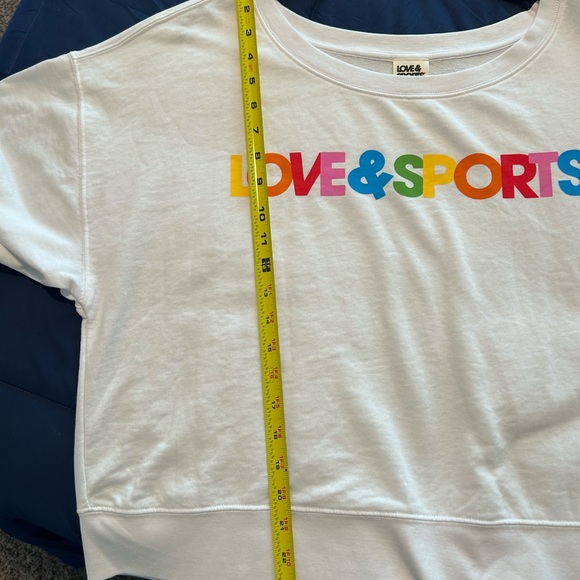 LOVE & SPORTS • White Long Sleeve Sweatshirt  • sz. L (12-14) - Picture 3 of 5